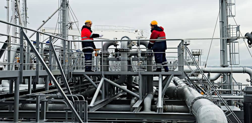 Oil And Gas Industry. Work on the gas tanker safety monitor. industrial